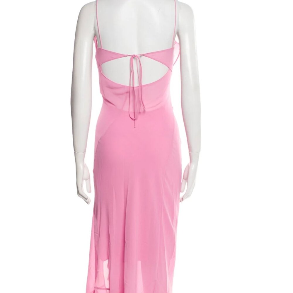 Pink Maxi Slip Dress with Back Cutout